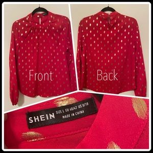 It’s a SHEIN blouse brand new. It’s Red and gold in color